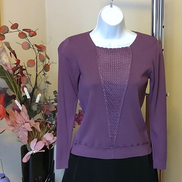 NWT Women’s Light Purple Long Sleeve Crochet Cardigan Fall Winter Sweater M 8 10 - Picture 1 of 6